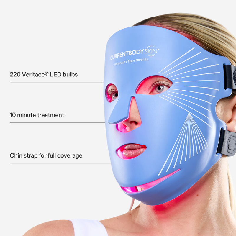 Side view of CurrentBody LED Blue Light Therapy Face Mask Series 2 on face