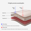 Diagram showing 2 wavelengths of CurrentBody Blue Light LED Face Mask Series 2 and their skin layer effects