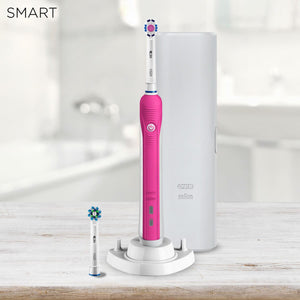 Oral-B Smart 4 4000 3D White Pink Bluetooth Enabled Electric Toothbrush + Travel Case