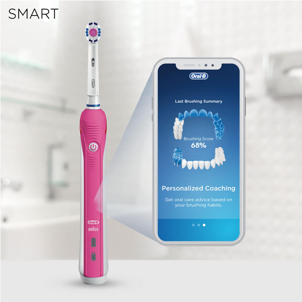 Oral B Smart 4 4000 3D White Pink Bluetooth Enabled Electric